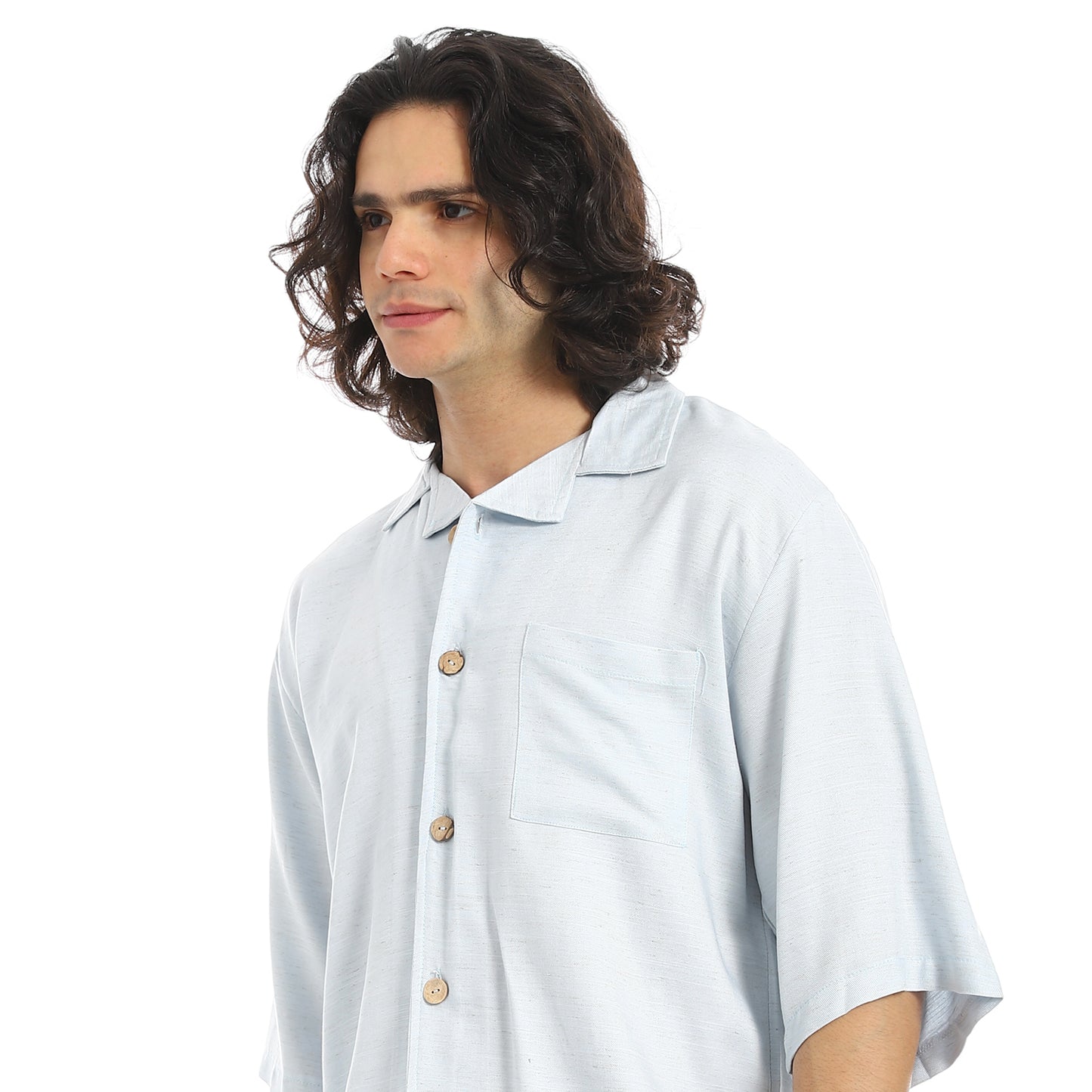 Short Sleeves Plain Pastel Shirt and Pants Set