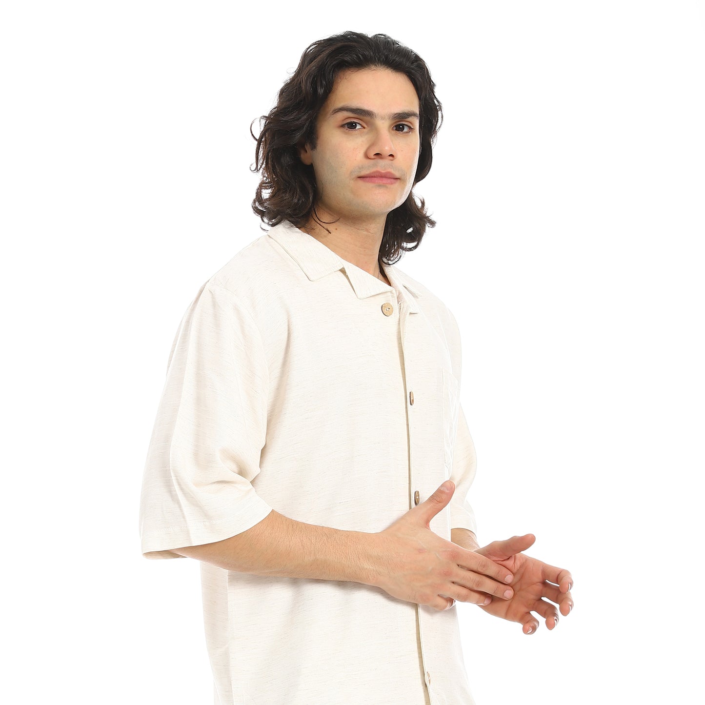 Short Sleeves Plain Pastel Shirt and Pants Set