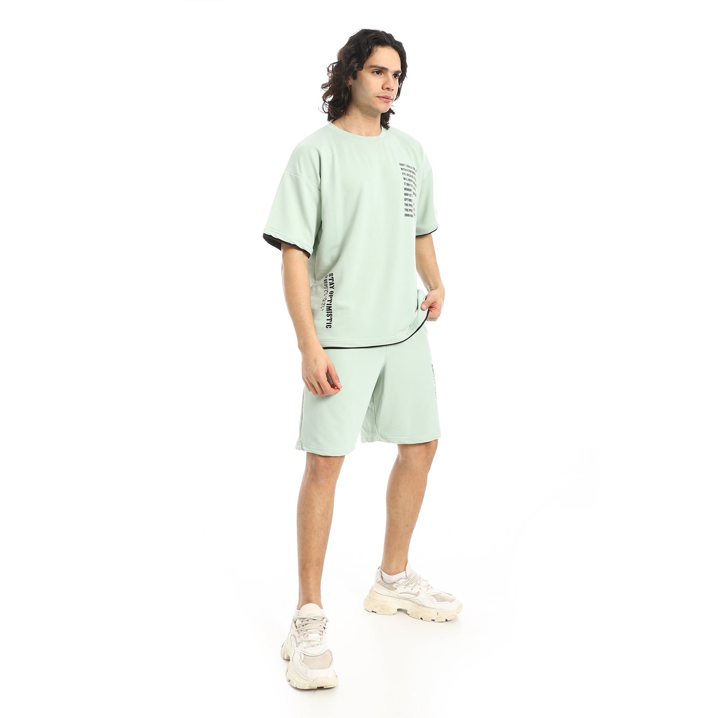 Slip On Printed T Shirt and Shorts Set