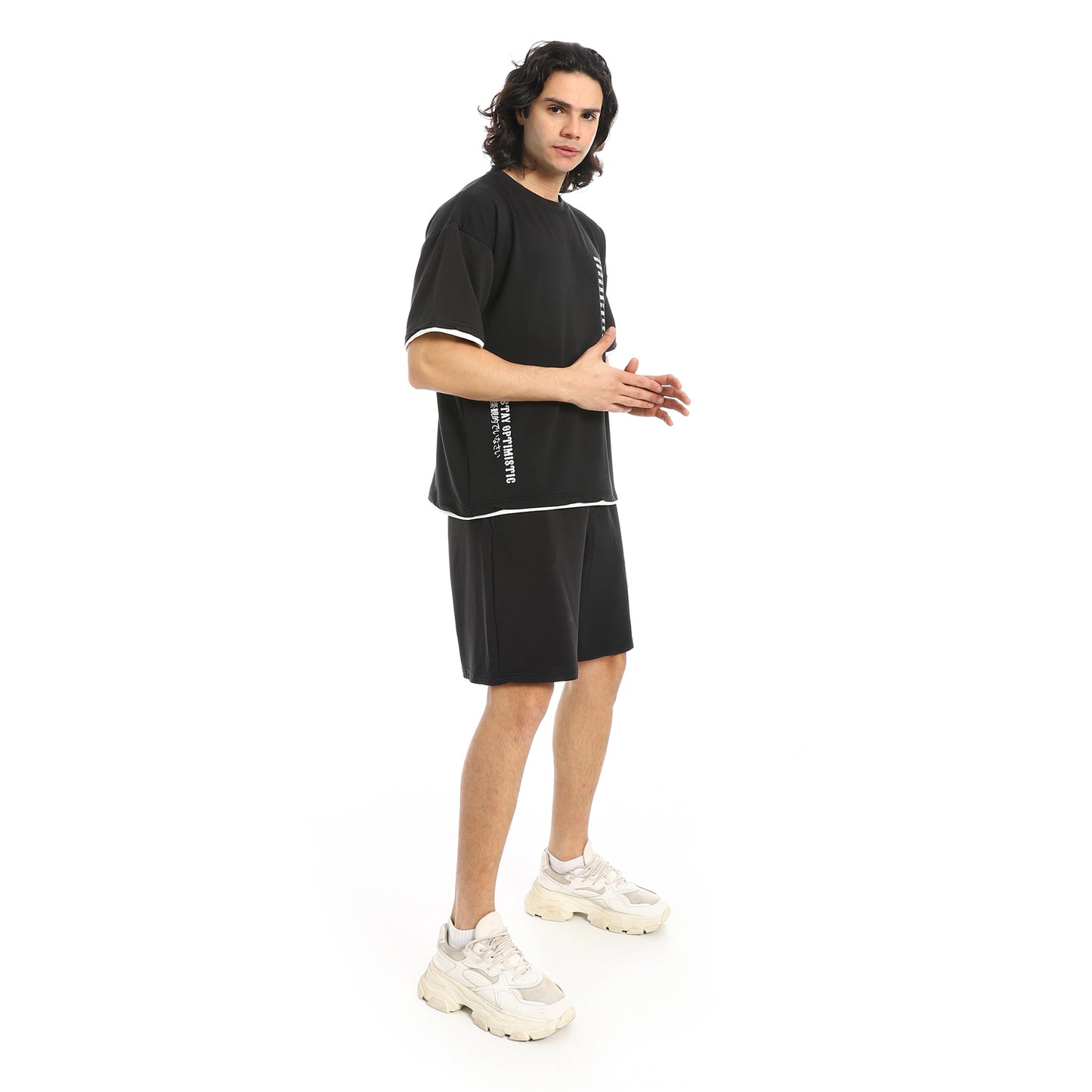 Slip On Printed T Shirt and Shorts Set