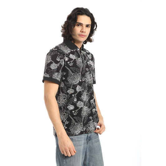 Self Pattern Regular Fit Polo Shirt