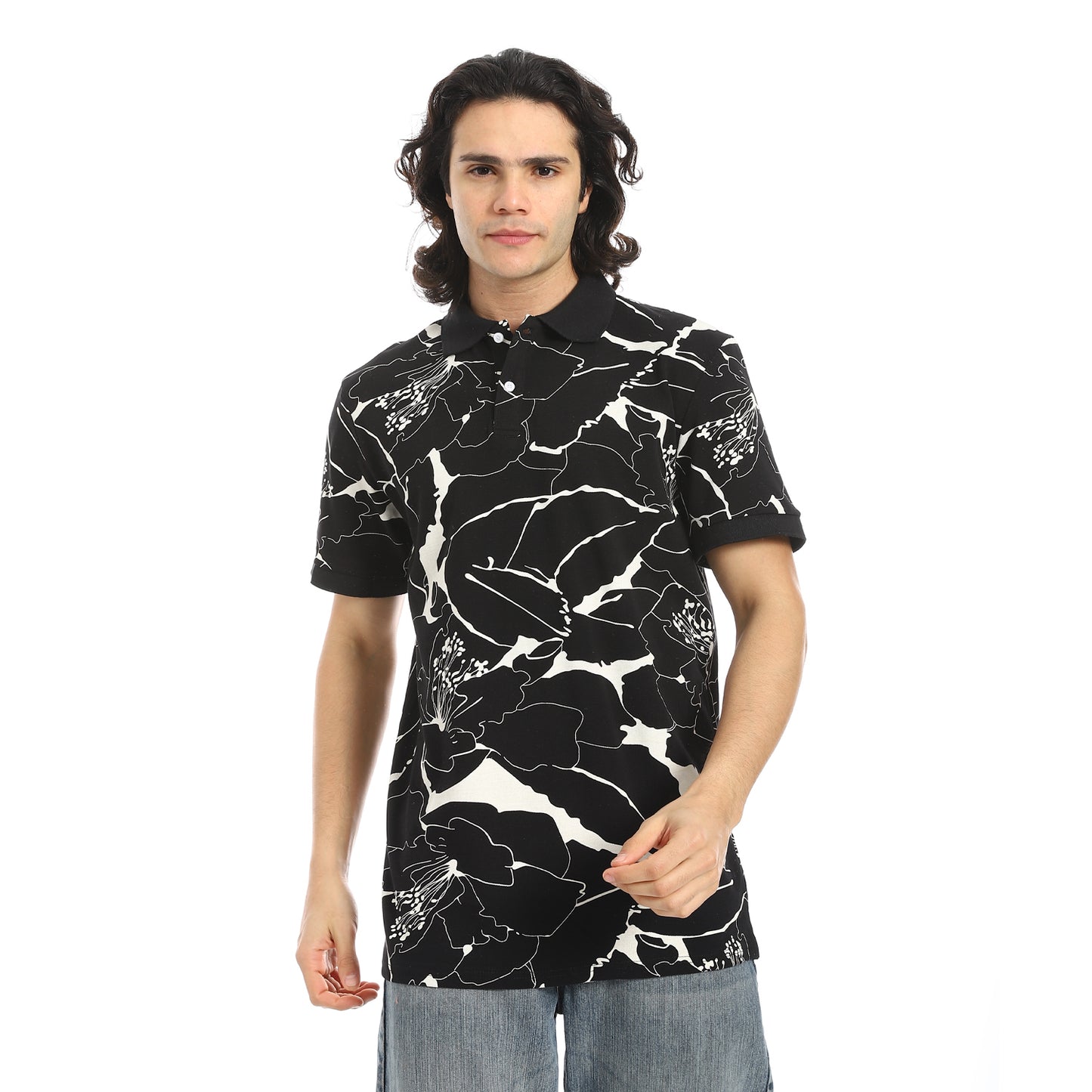 Self Pattern Regular Fit Polo Shirt