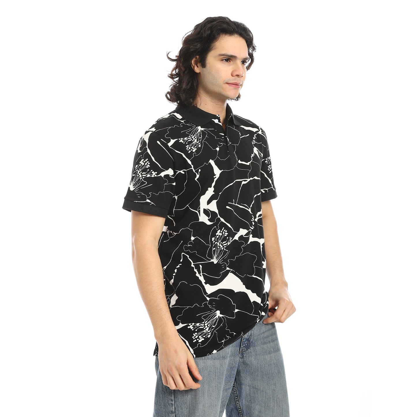 Self Pattern Regular Fit Polo Shirt