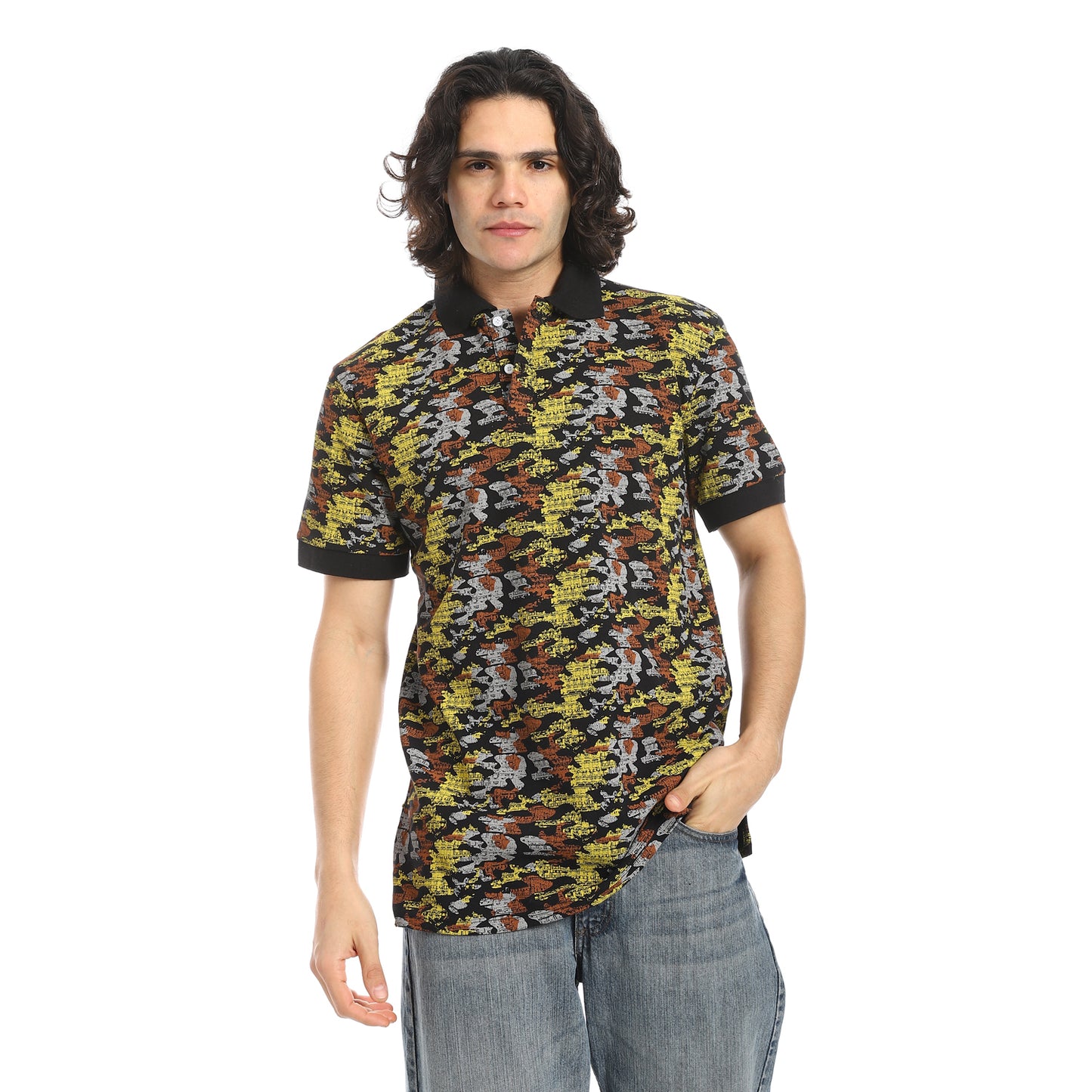 Self Pattern Regular Fit Polo Shirt