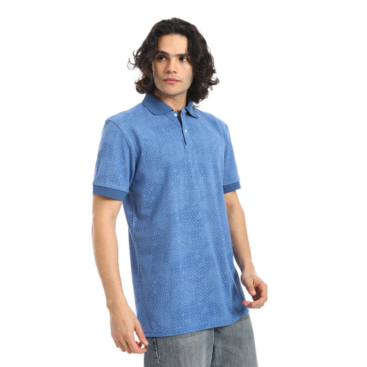 Self Pattern Regular Fit Polo Shirt