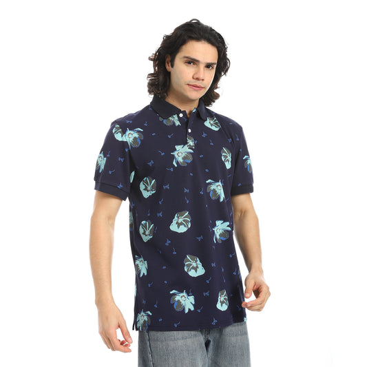 Self Pattern Regular Fit Polo Shirt