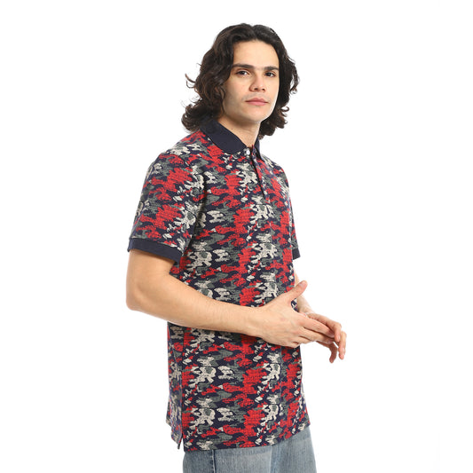 Self Pattern Regular Fit Polo Shirt