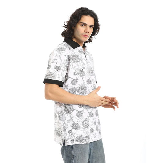 Self Pattern Regular Fit Polo Shirt