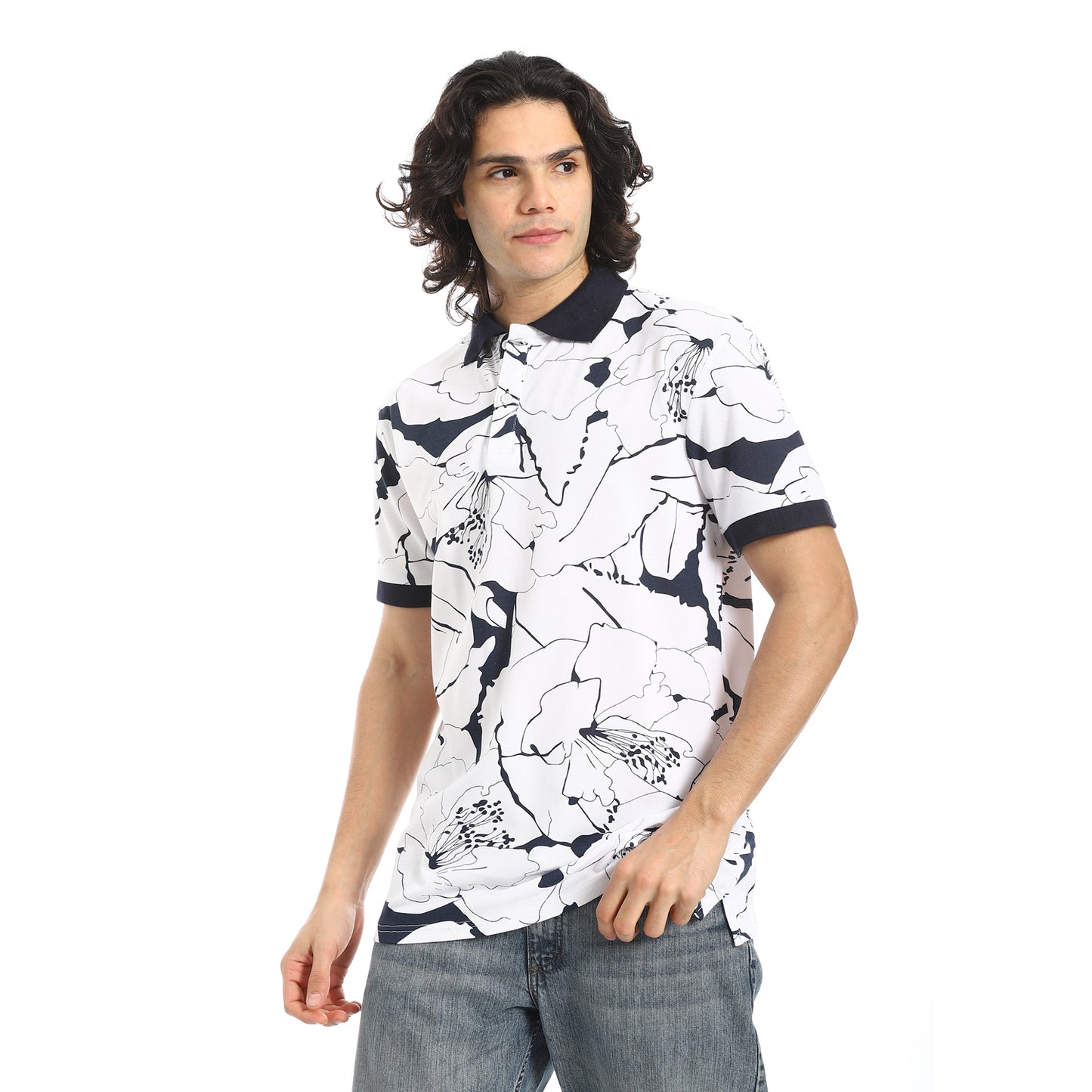 Self Pattern Regular Fit Polo Shirt