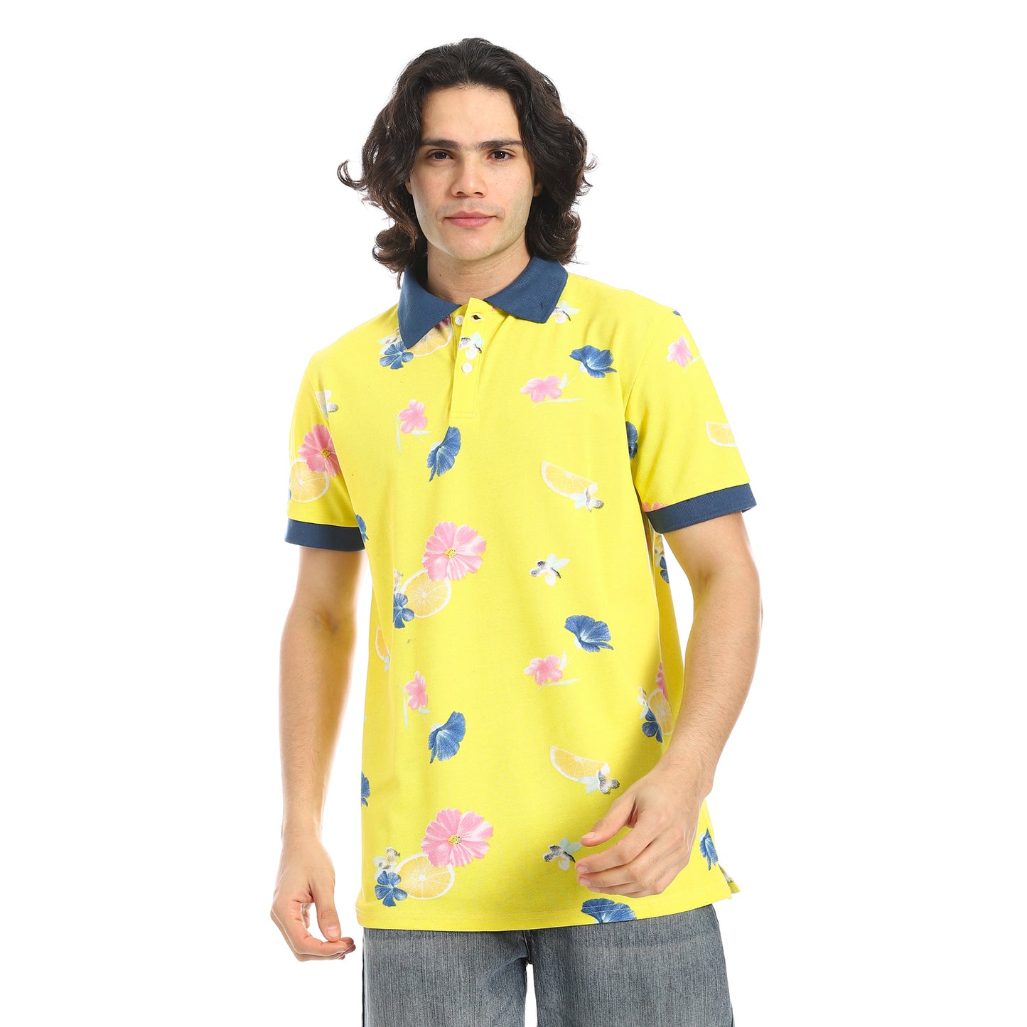 Self Pattern Regular Fit Polo Shirt