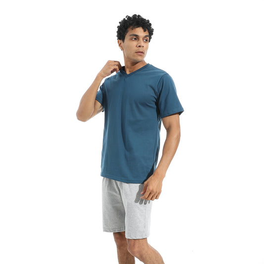 Half Sleeves T-Shirt Pijama Set with a Slip On Short