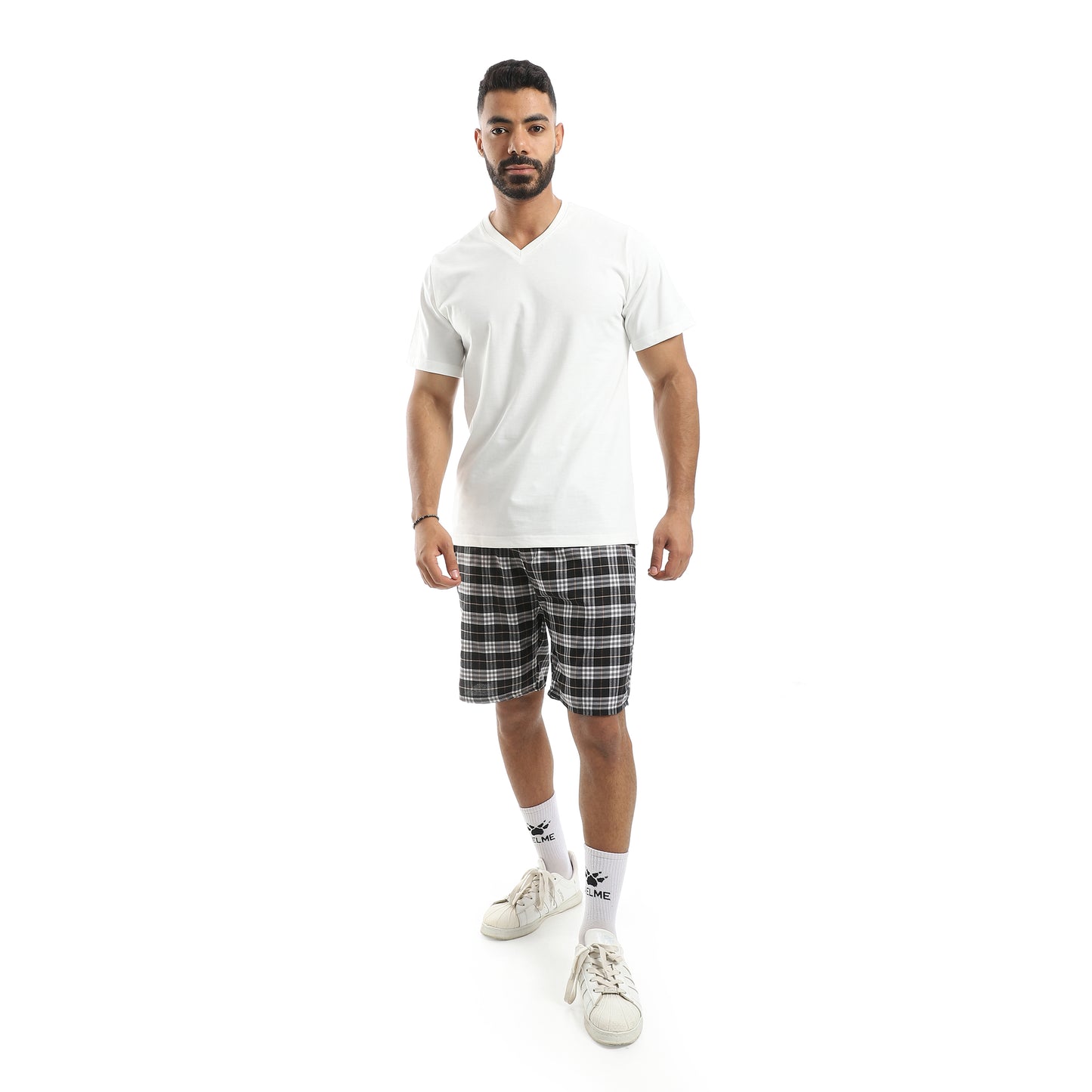 Cotton Short and V Collar Half Sleeves T-Shirt Pijama Set