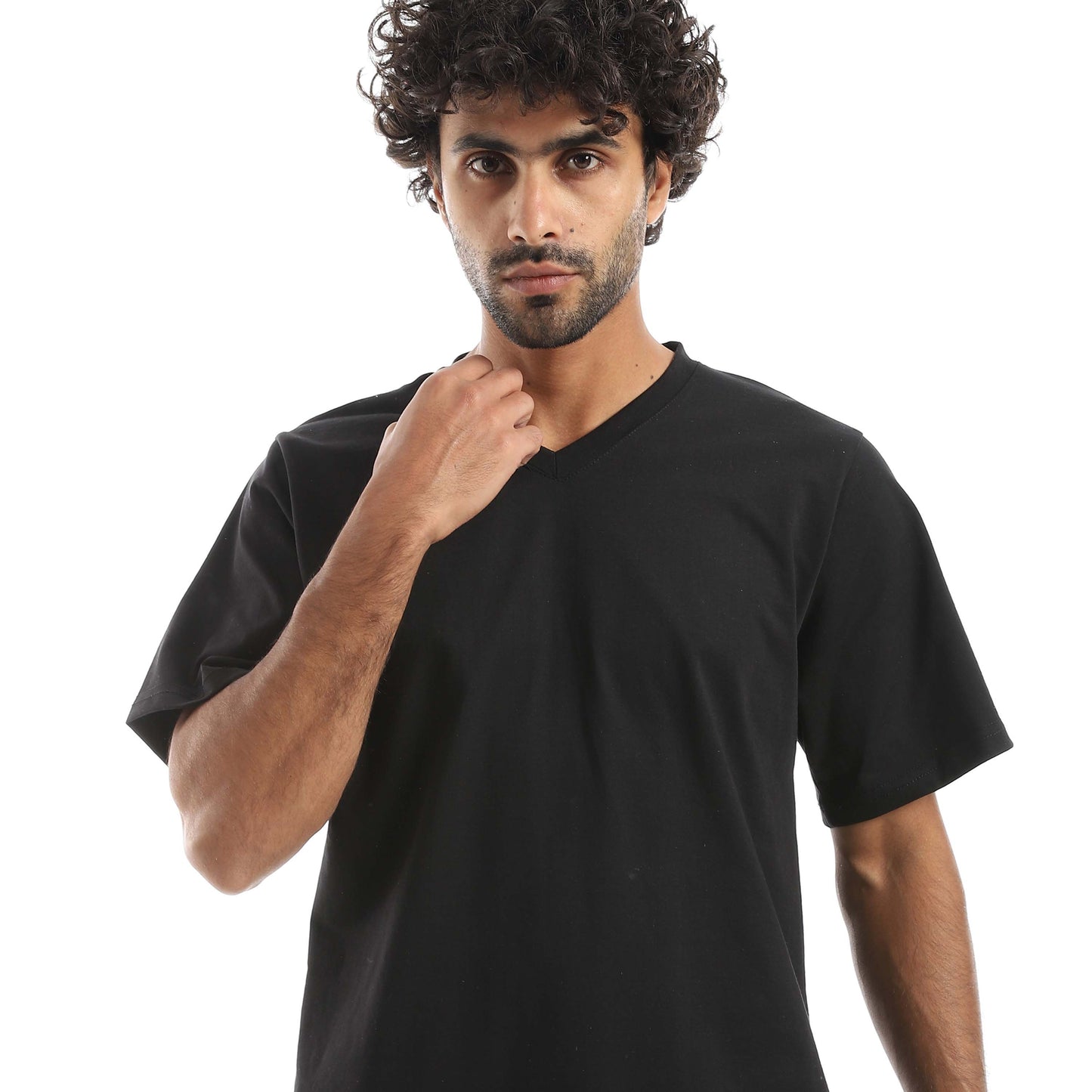 RED CIRCLE V-neck pajamas and plain shorts men