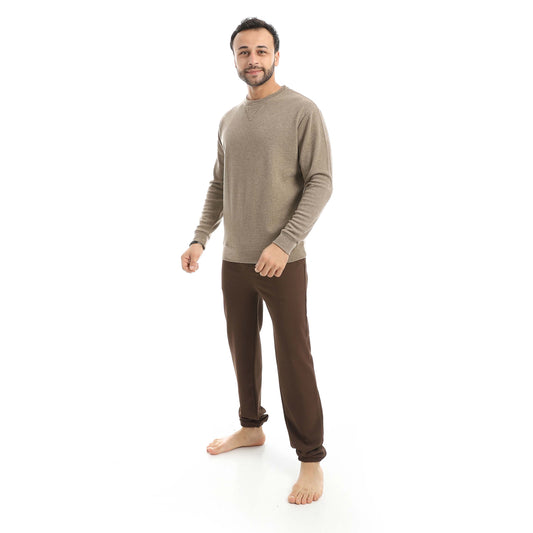 Round neck falafel pajamas with plain pants