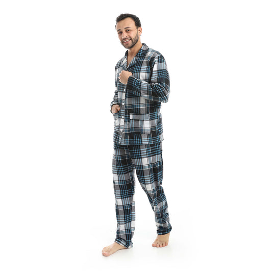 Plaid Bottons Closure Pajama Set