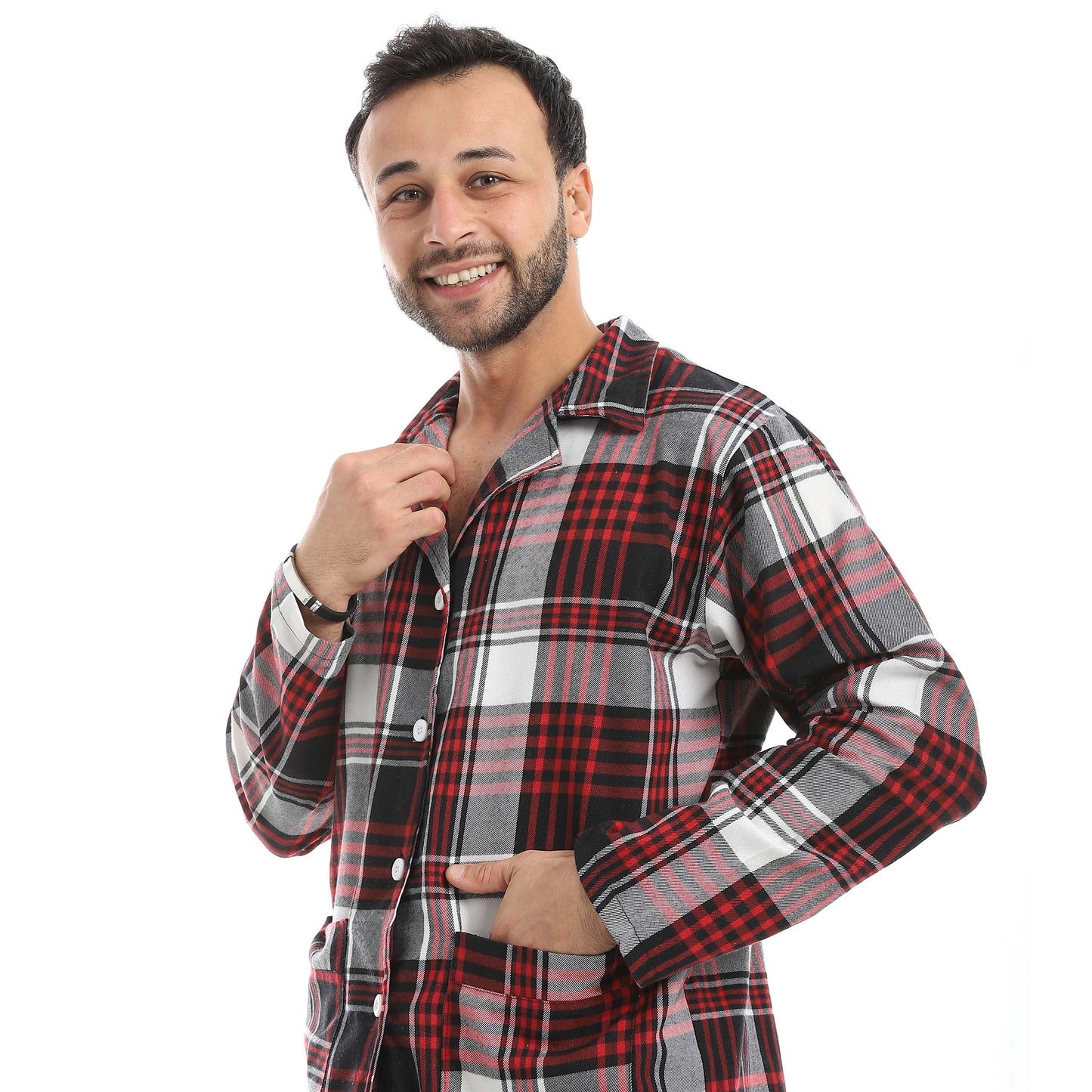 Plaid Bottons Closure Pajama Set