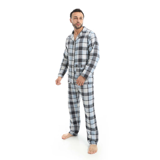 Plaid Bottons Closure Pajama Set
