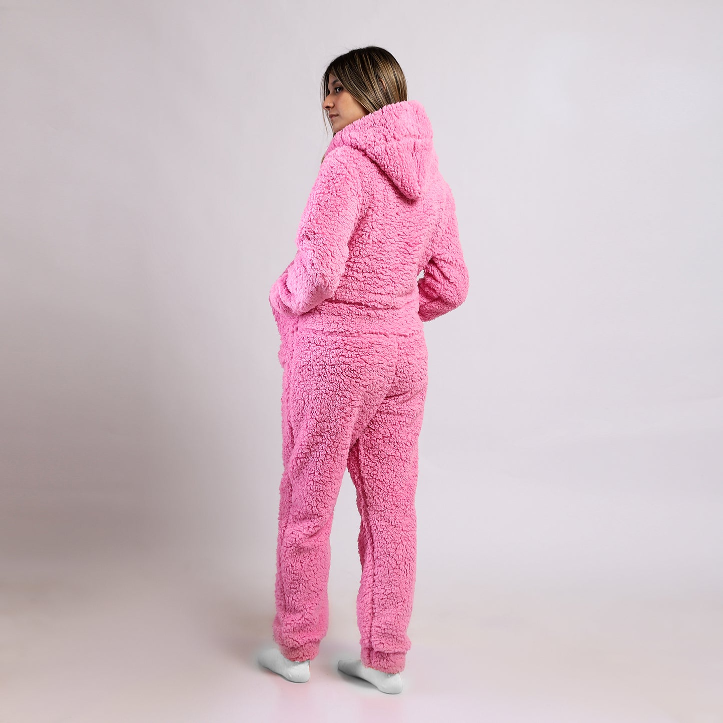 Hooded Neck Wool Kangaroo Pocket Jumpsuit