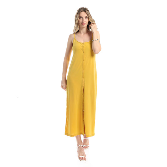 Plain Buttoned Down Long Dress
