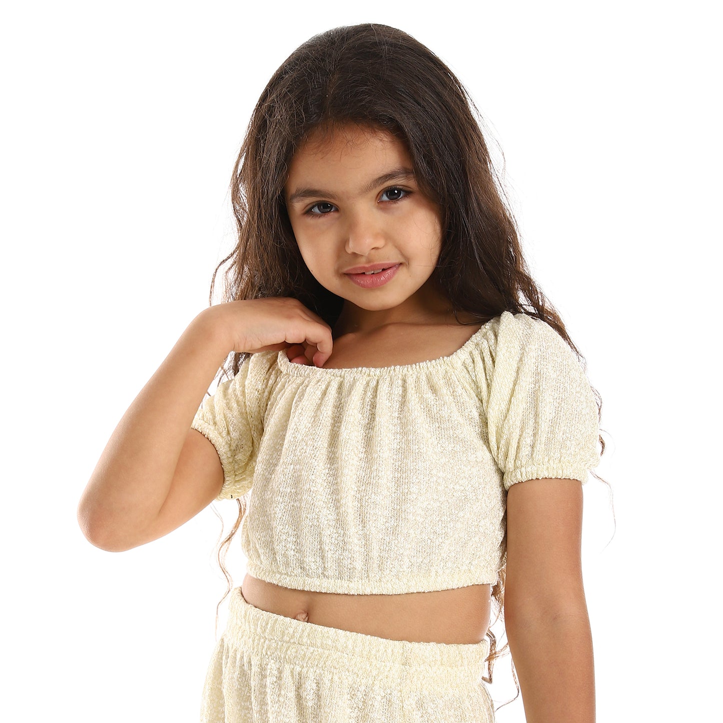 kady Knitted Puffed Off Shoulder Sleeves Girls Clothing