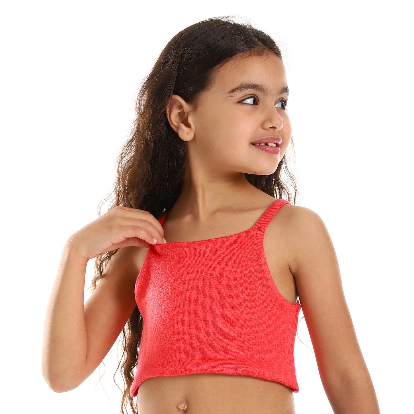 kady Spaghetti Sleeves Solid Girls Crop Top