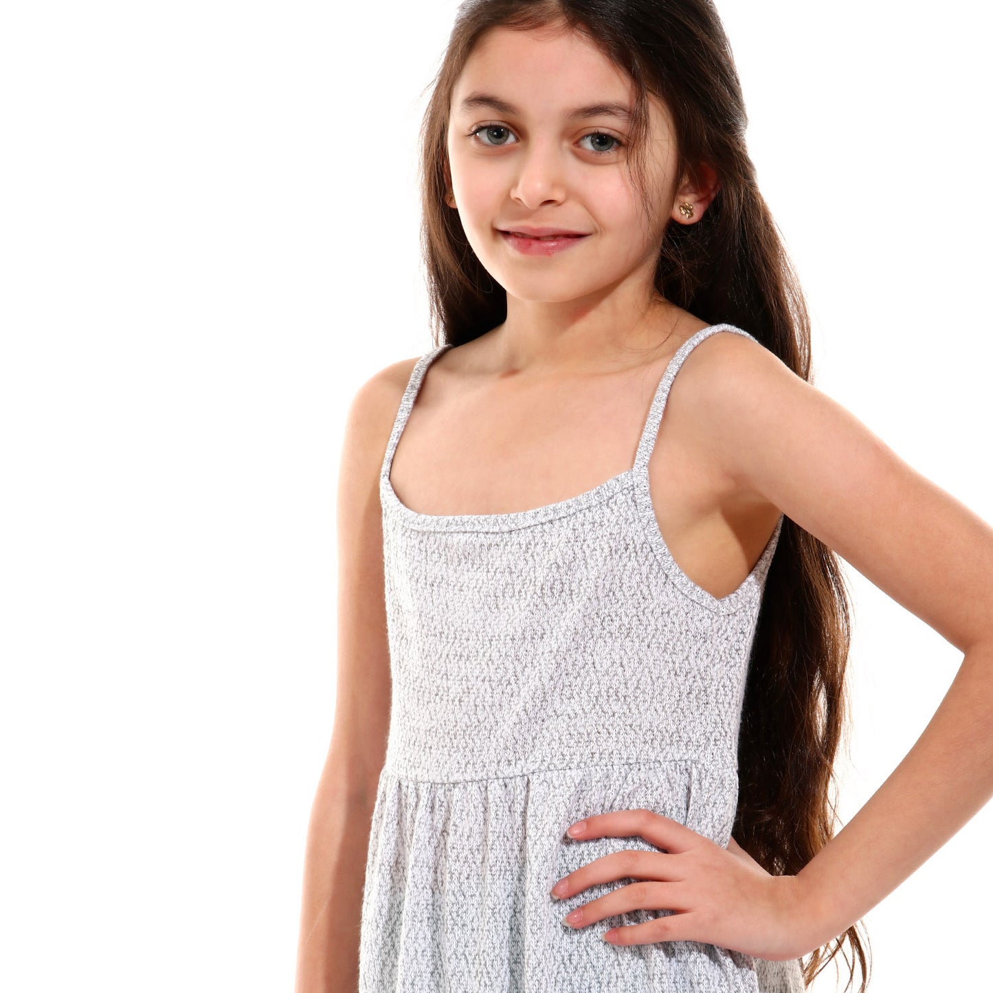 Kady Plain Spaghetti Straps Knee Length Dress for Girls