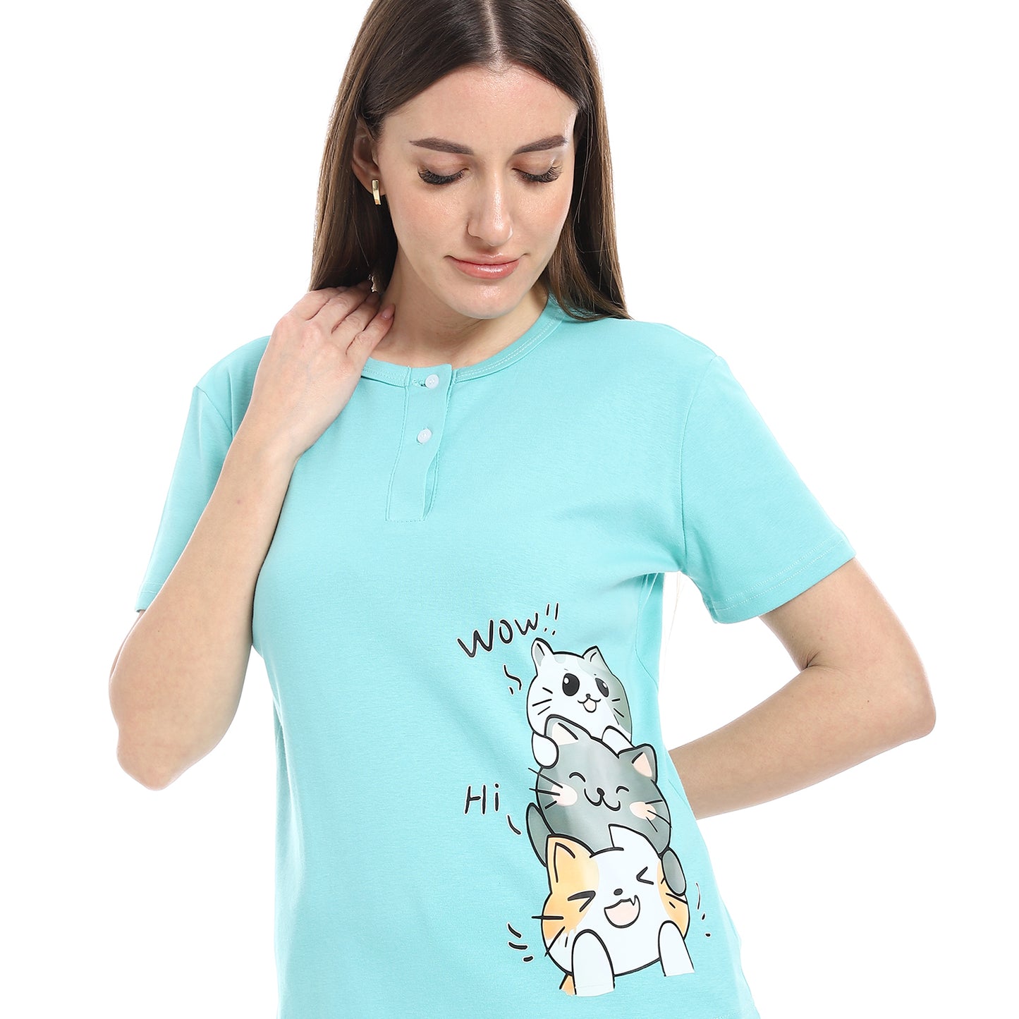 pajama with panda print and buttons