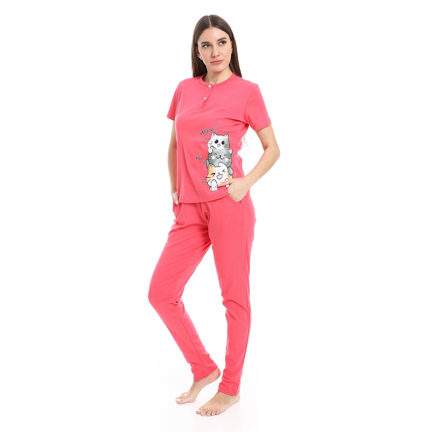 pajama with panda print and buttons