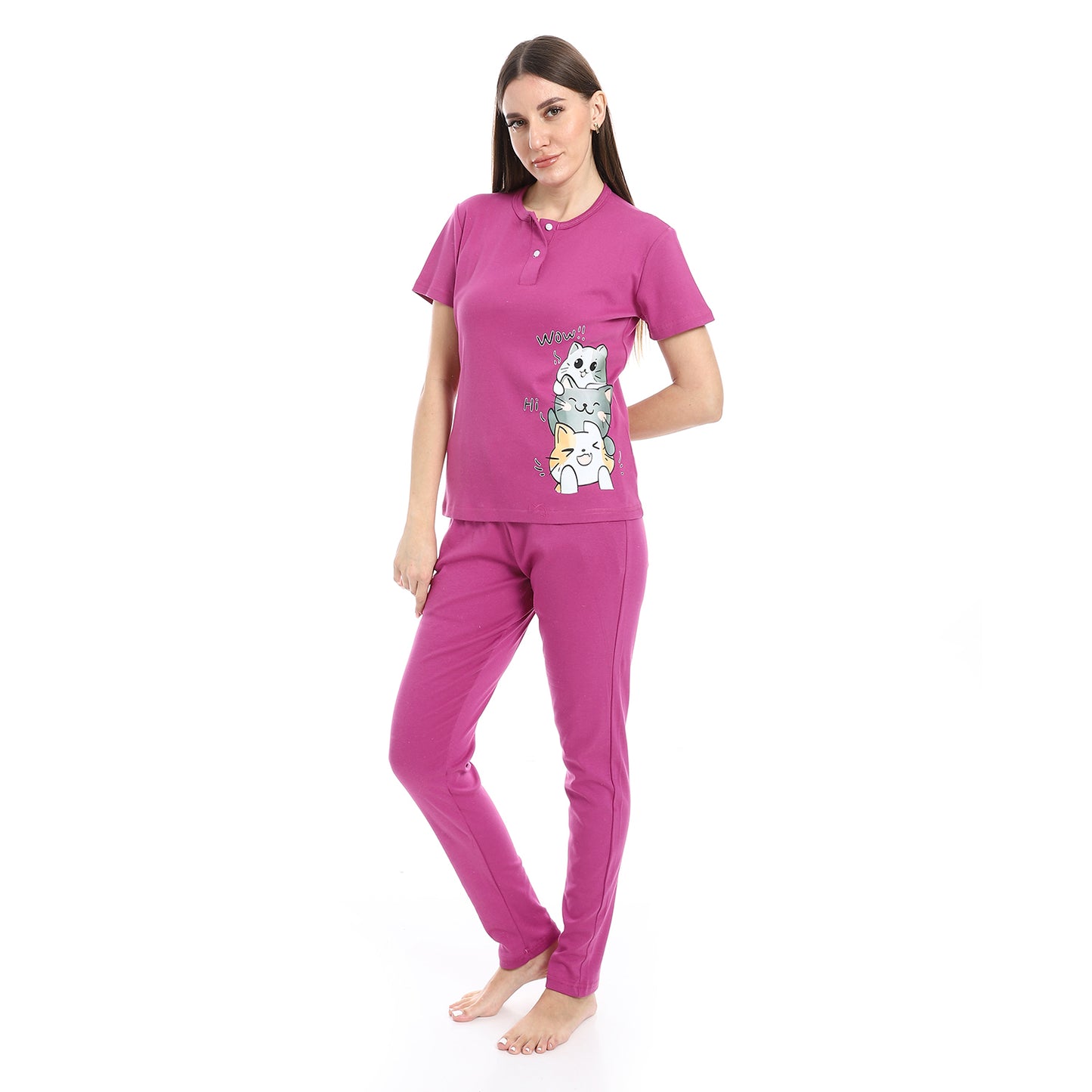 pajama with panda print and buttons