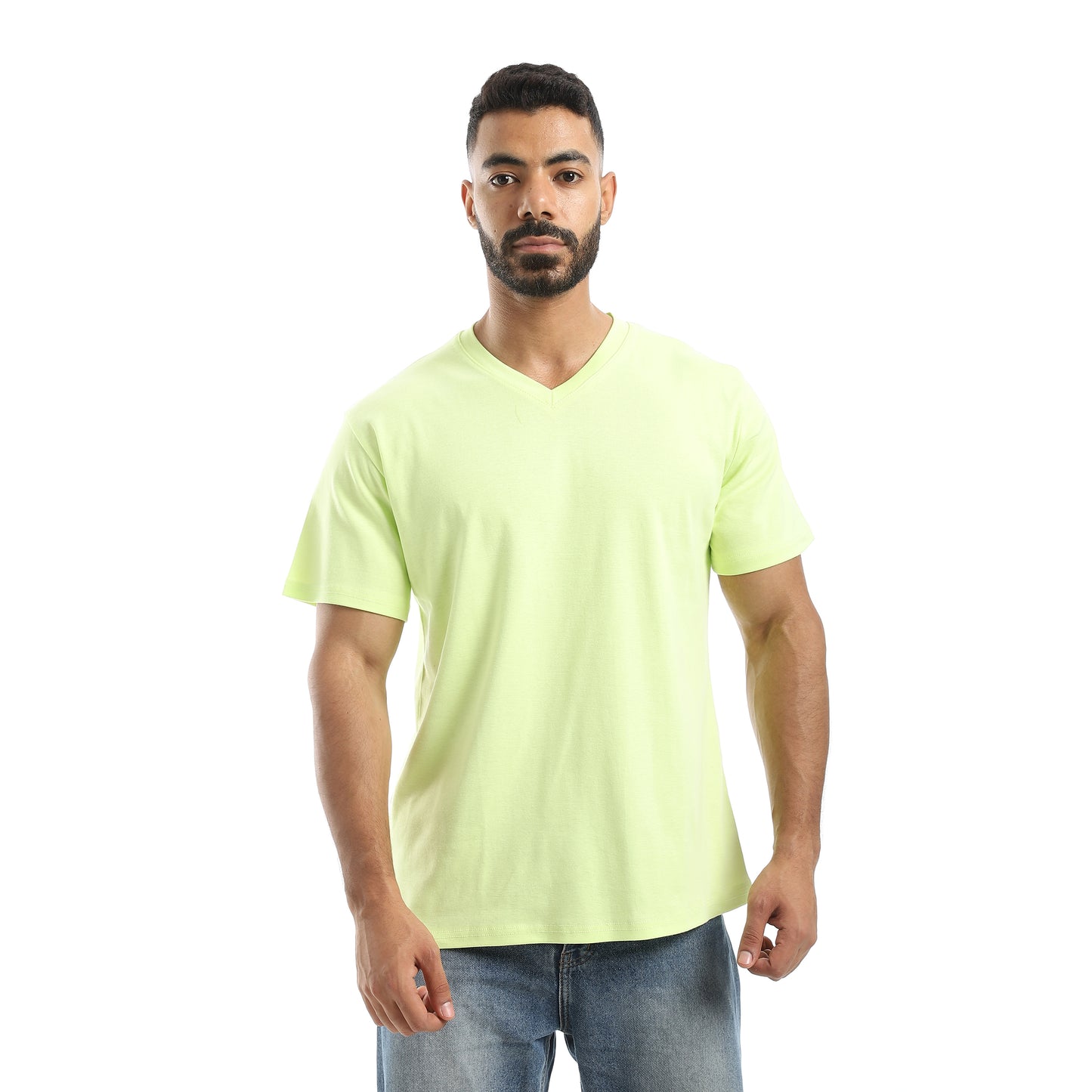 Basic Half Sleeves V- Neck Collar Plain T-Shirt