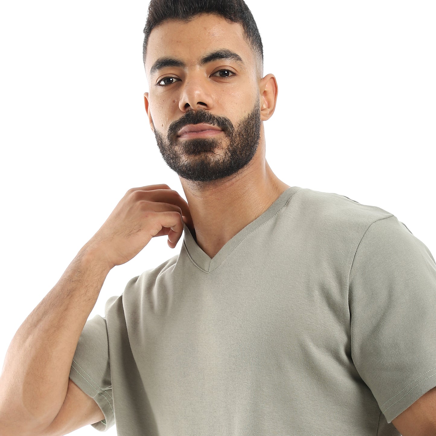 Basic Half Sleeves V- Neck Collar Plain T-Shirt