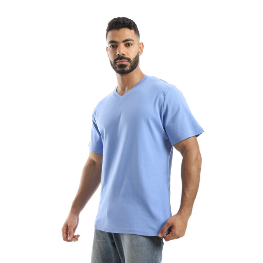 Basic Half Sleeves V- Neck Collar Plain T-Shirt