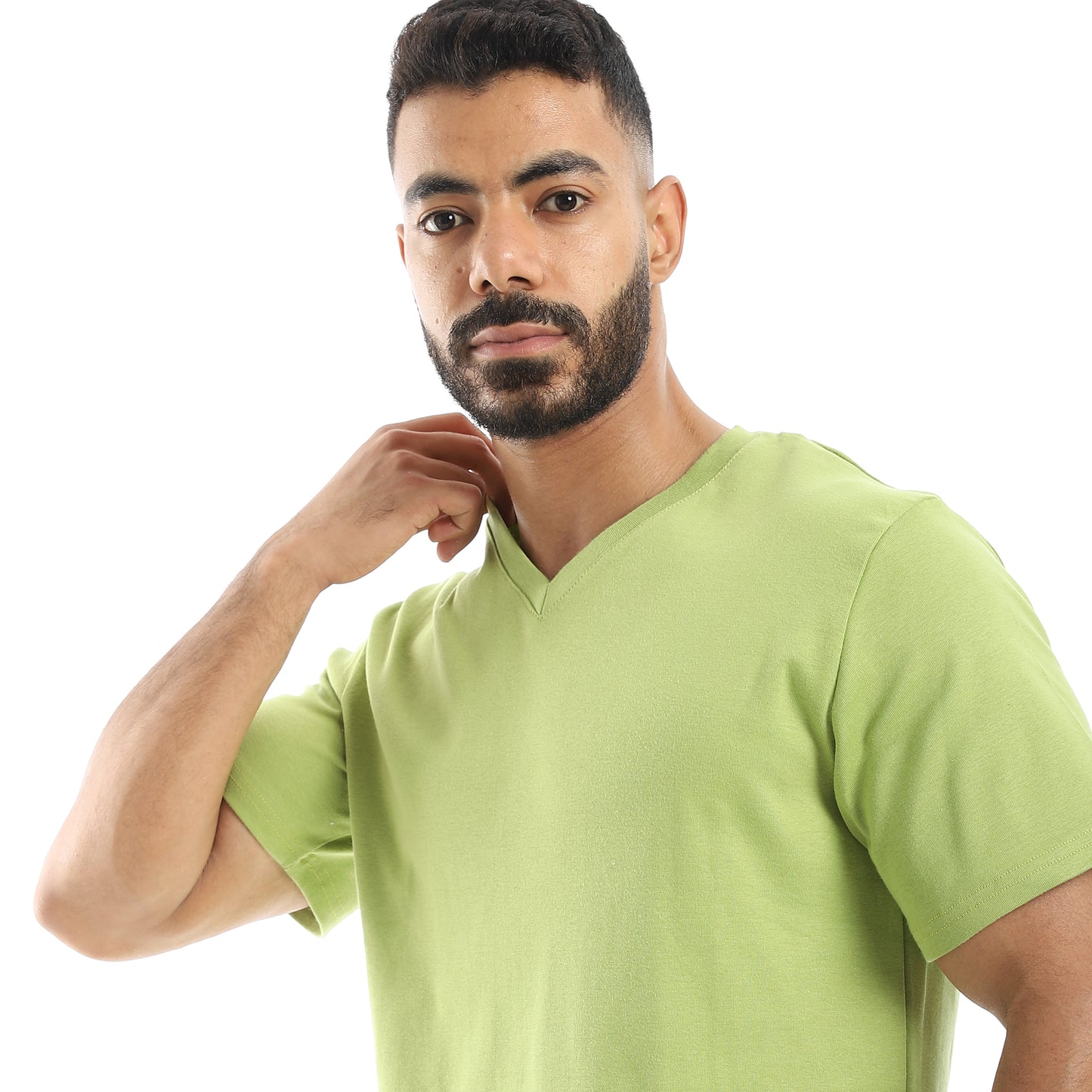 Basic Half Sleeves V- Neck Collar Plain T-Shirt