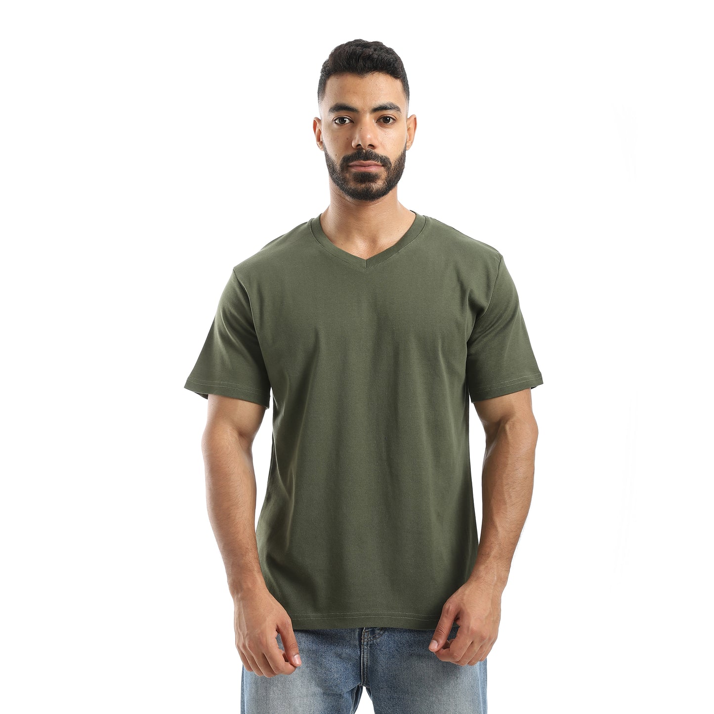 Basic Half Sleeves V- Neck Collar Plain T-Shirt