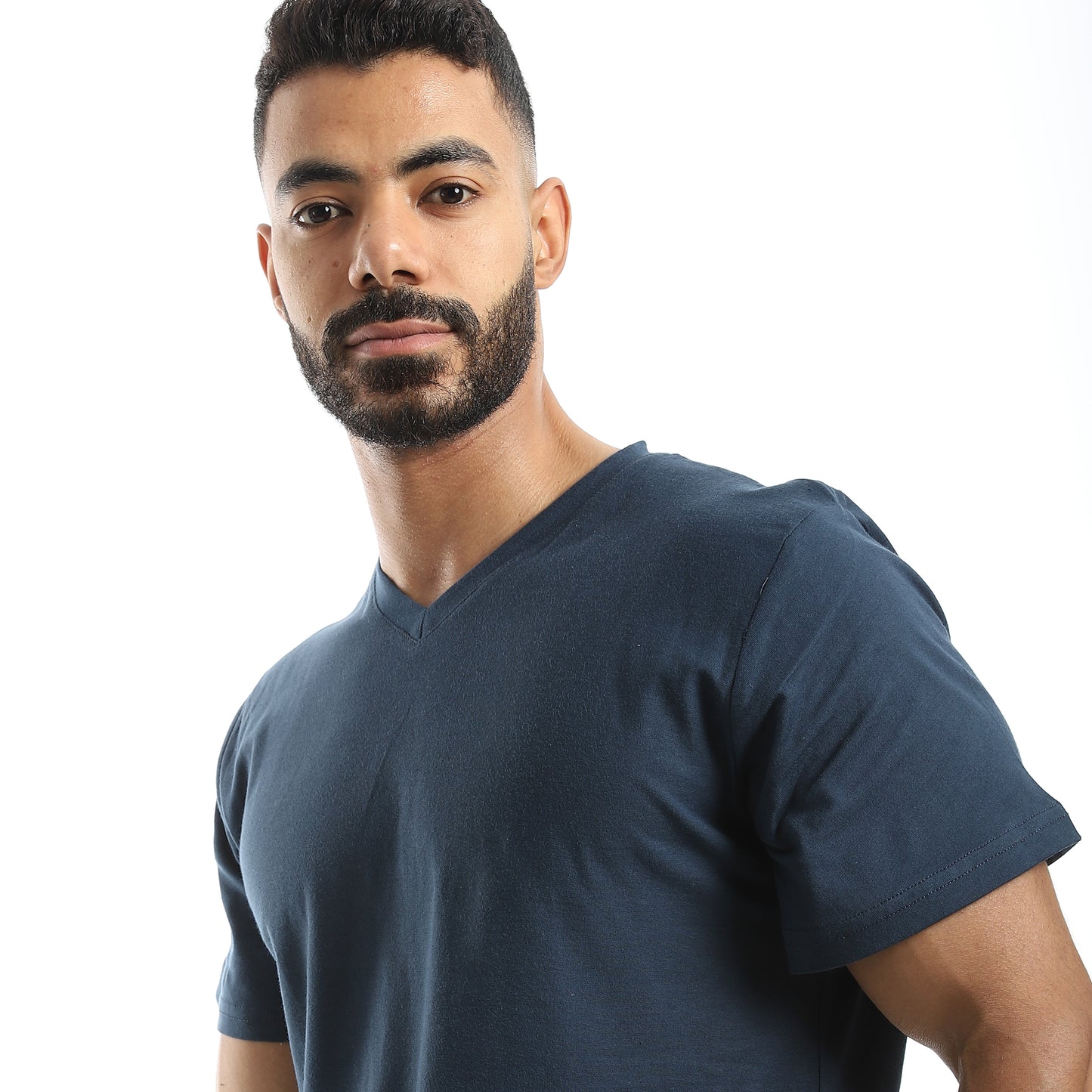 Basic Half Sleeves V- Neck Collar Plain T-Shirt
