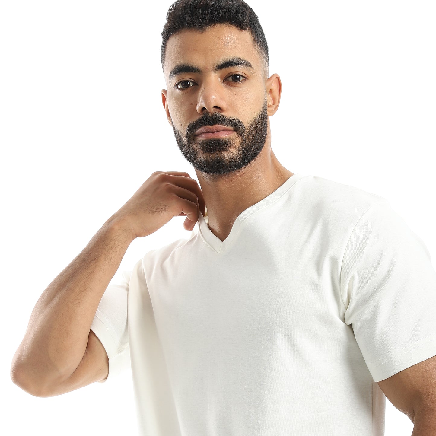 Basic Half Sleeves V- Neck Collar Plain T-Shirt