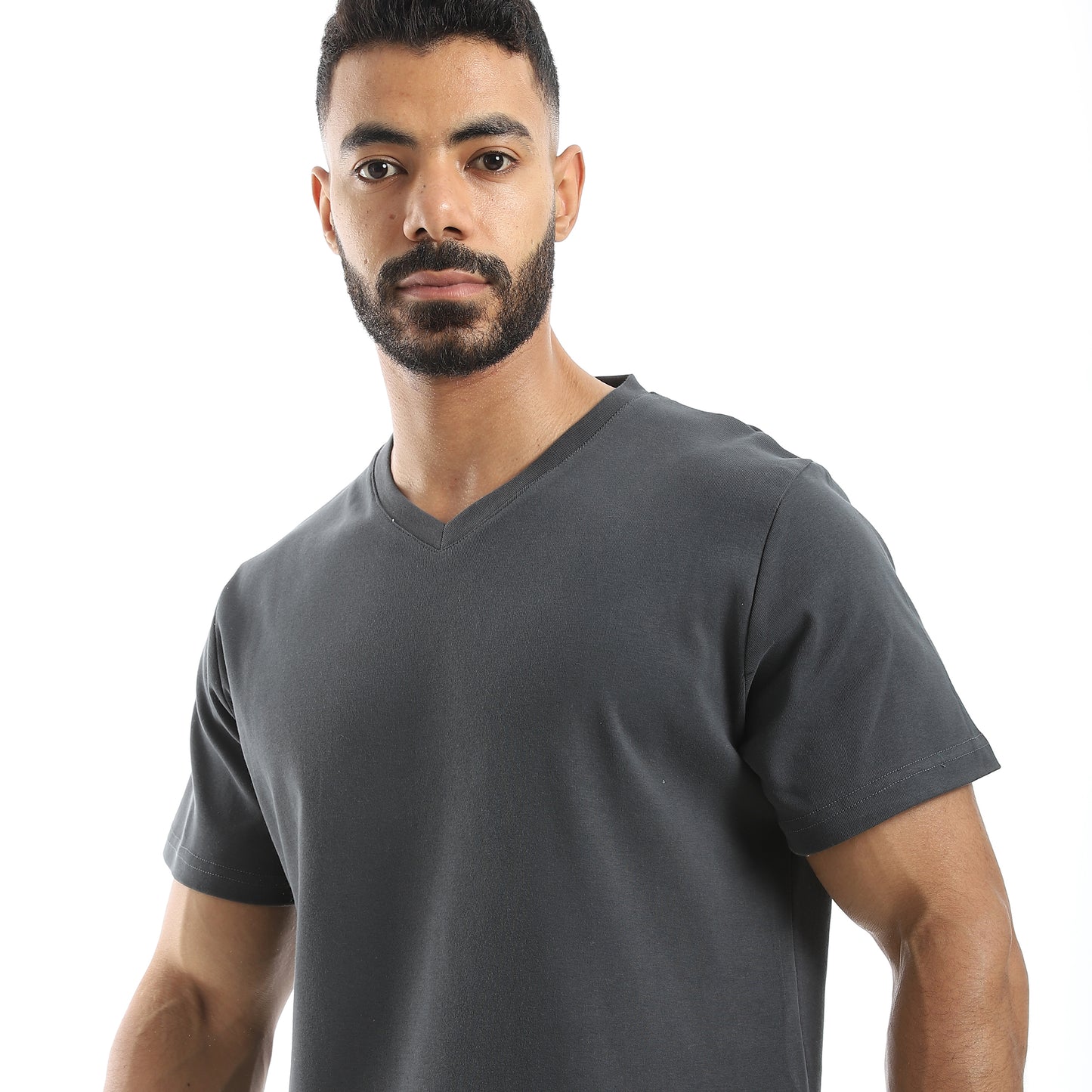 Basic Half Sleeves V- Neck Collar Plain T-Shirt