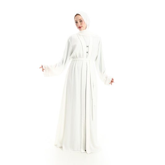 Twins Abaya with White Belt for Women