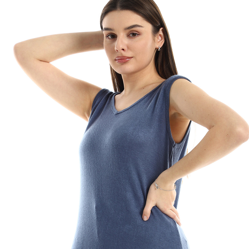 Jamila women side slits plain sleeveless dress