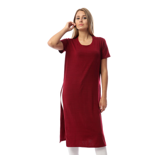 Side Slits Short Sleeves Basic Top