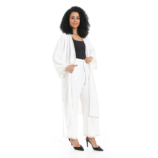 Women's striped kimono suit
