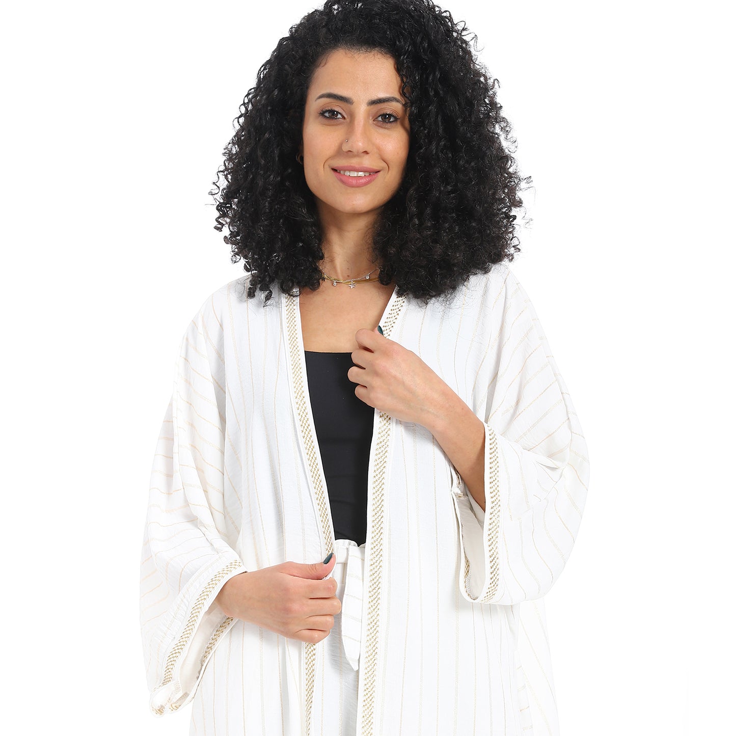 Women's striped kimono suit