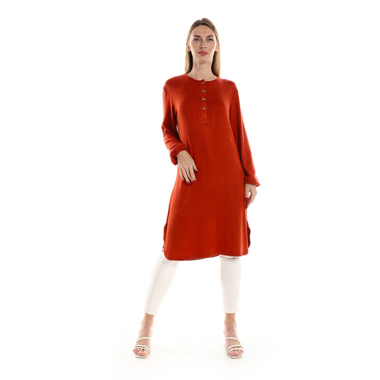 Jamila women regular fit knitted pattern tunic with elastic down sleeves