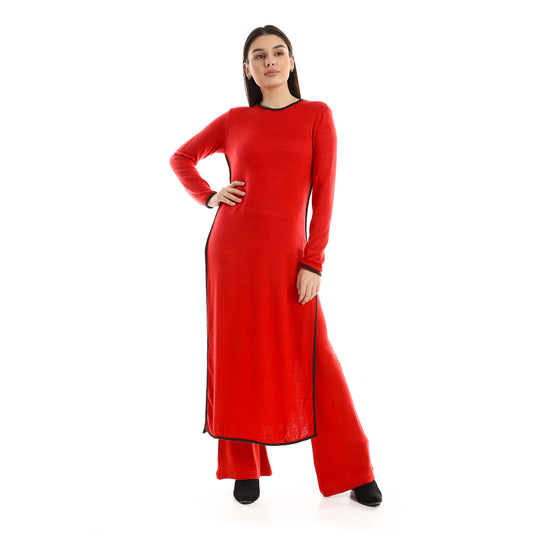Jamila Women Set Of Side Slit Cotton Top & Comfy Pants