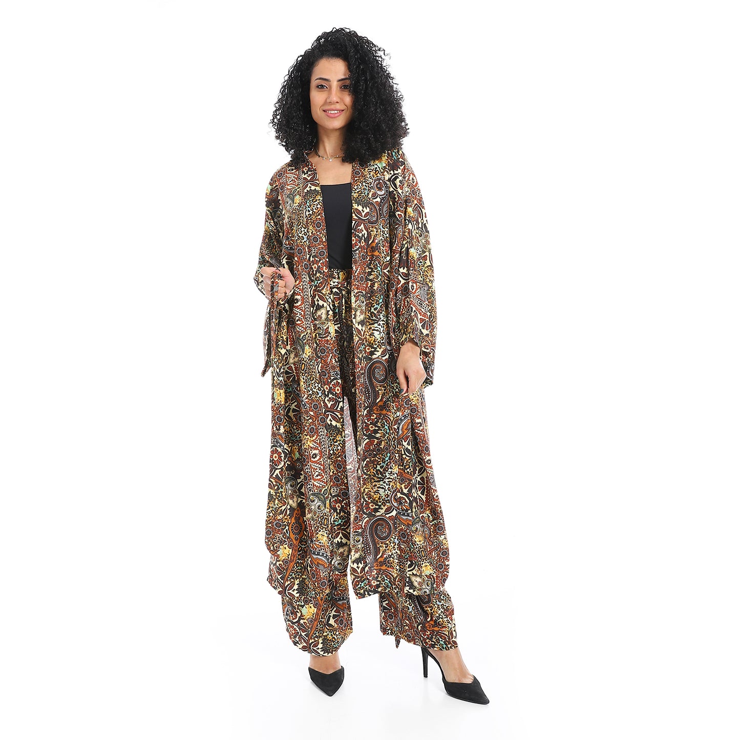 Women's Kimono Floral Pants Suit