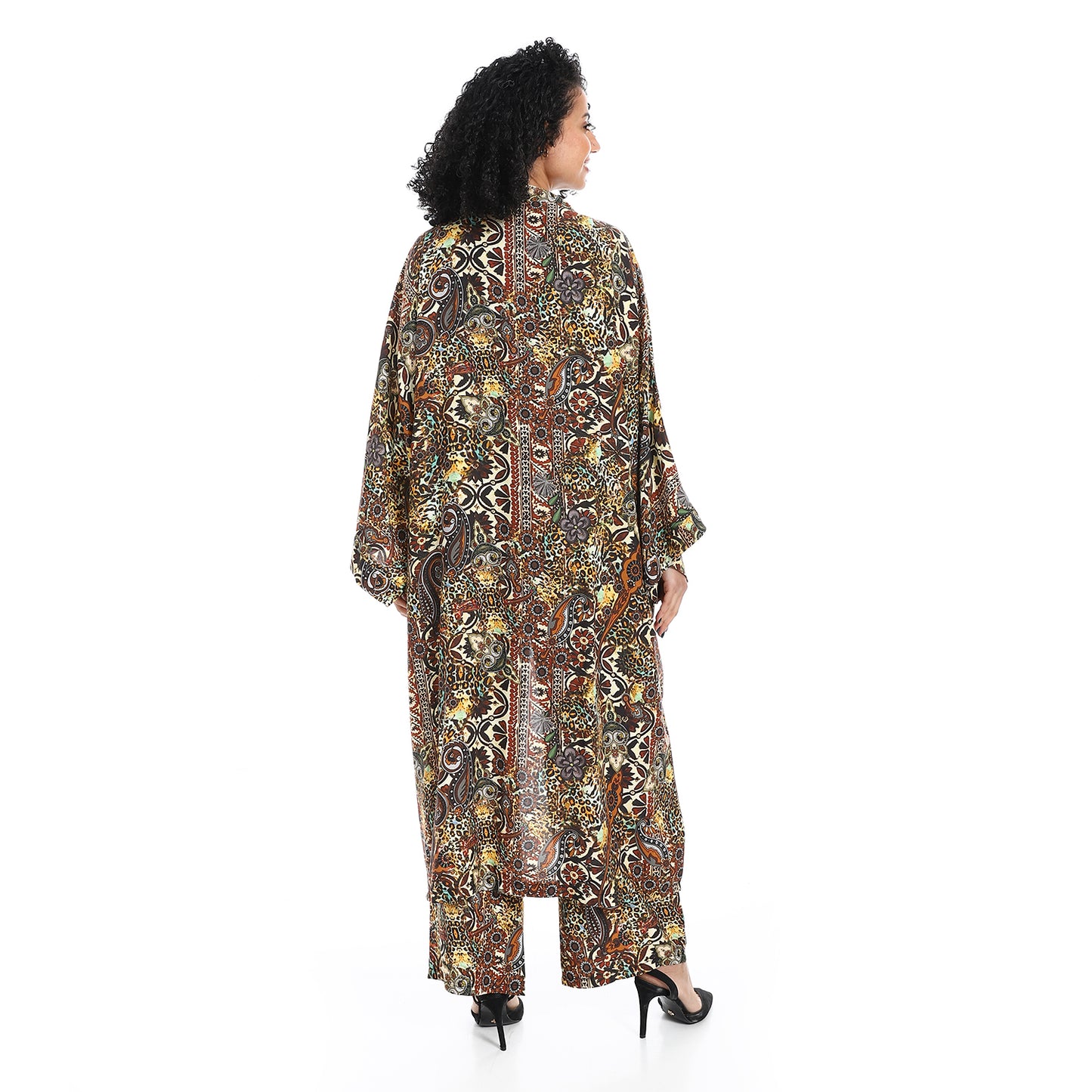 Women's Kimono Floral Pants Suit