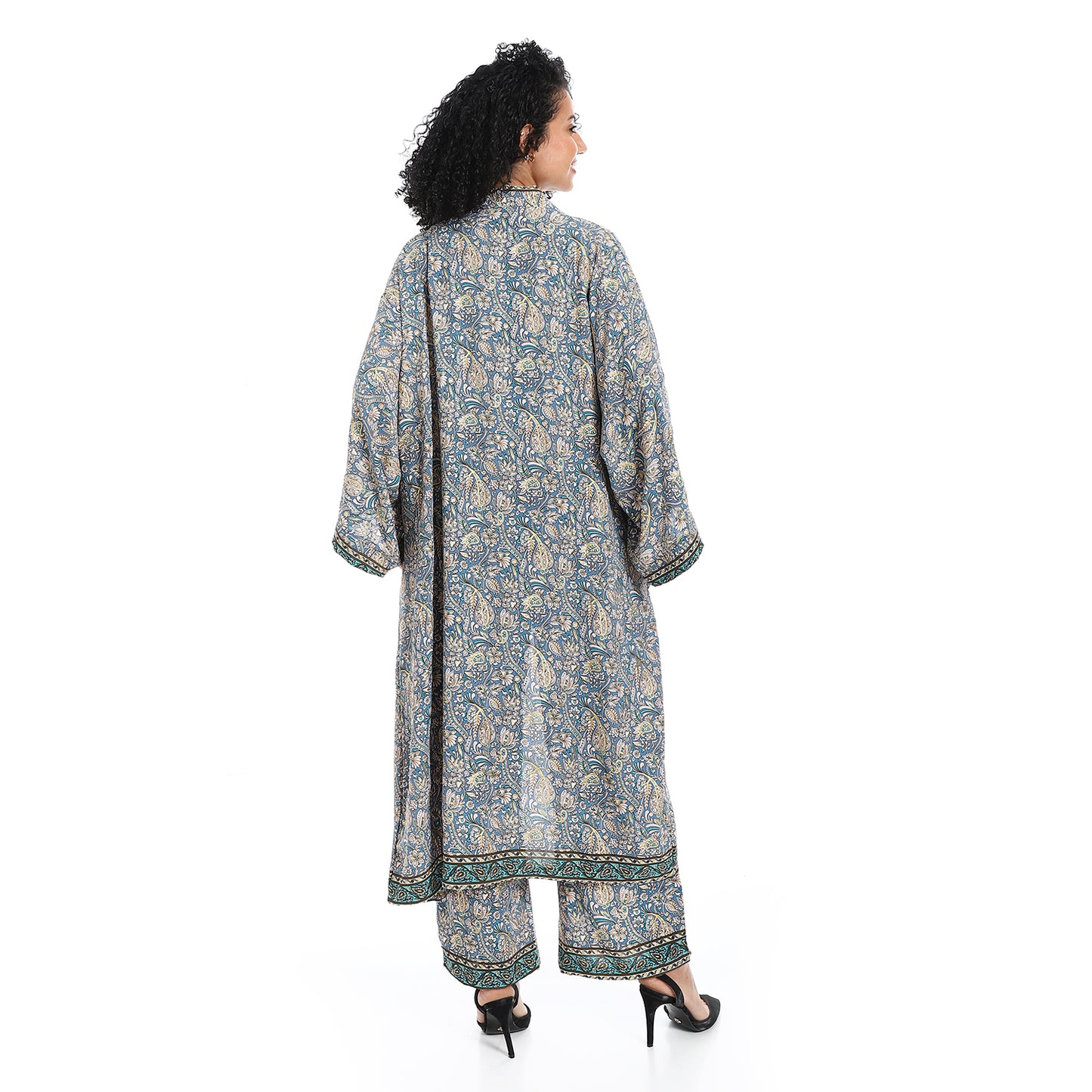 Women's Kimono Floral Pants Suit
