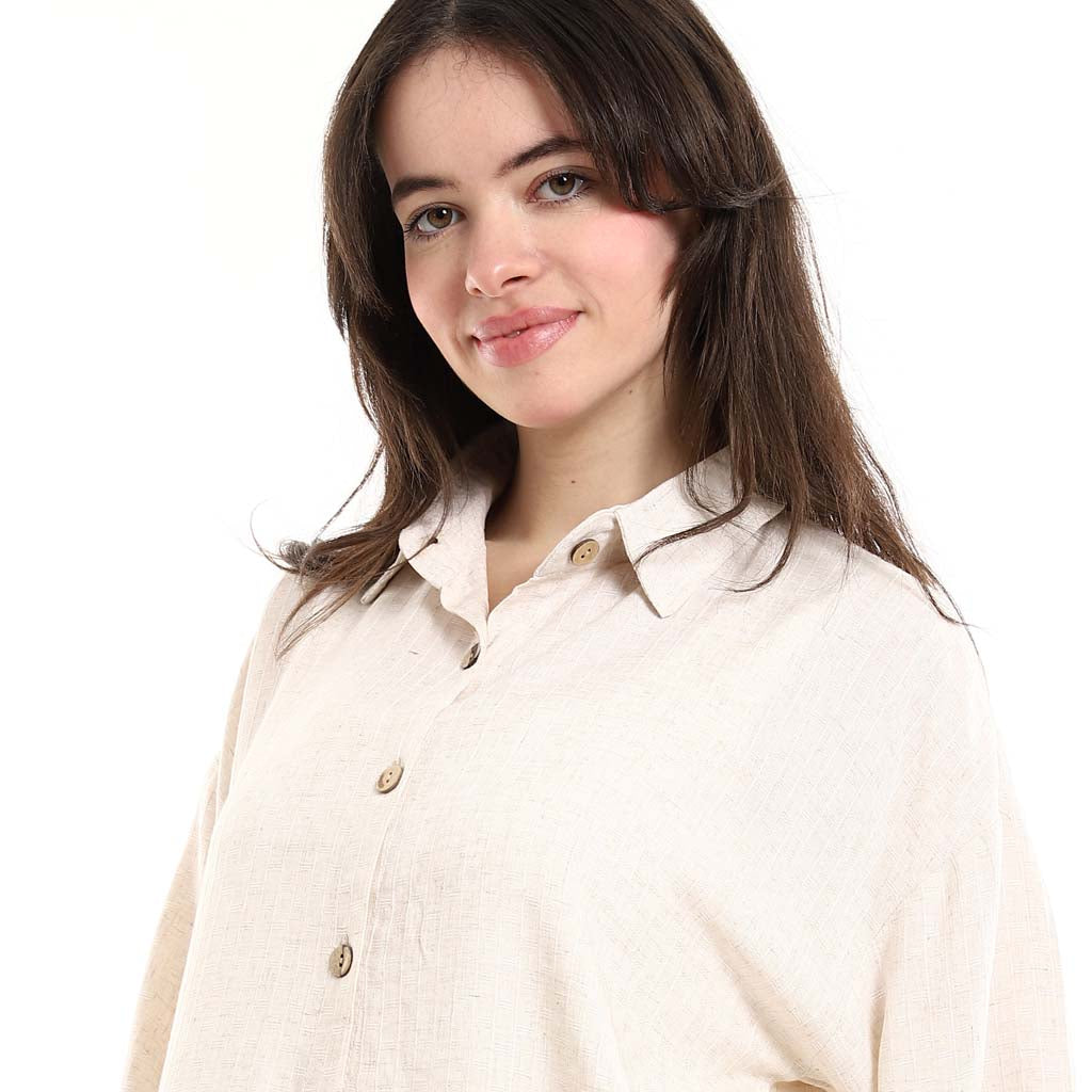 Oversized Button-Down Tunic Shirt