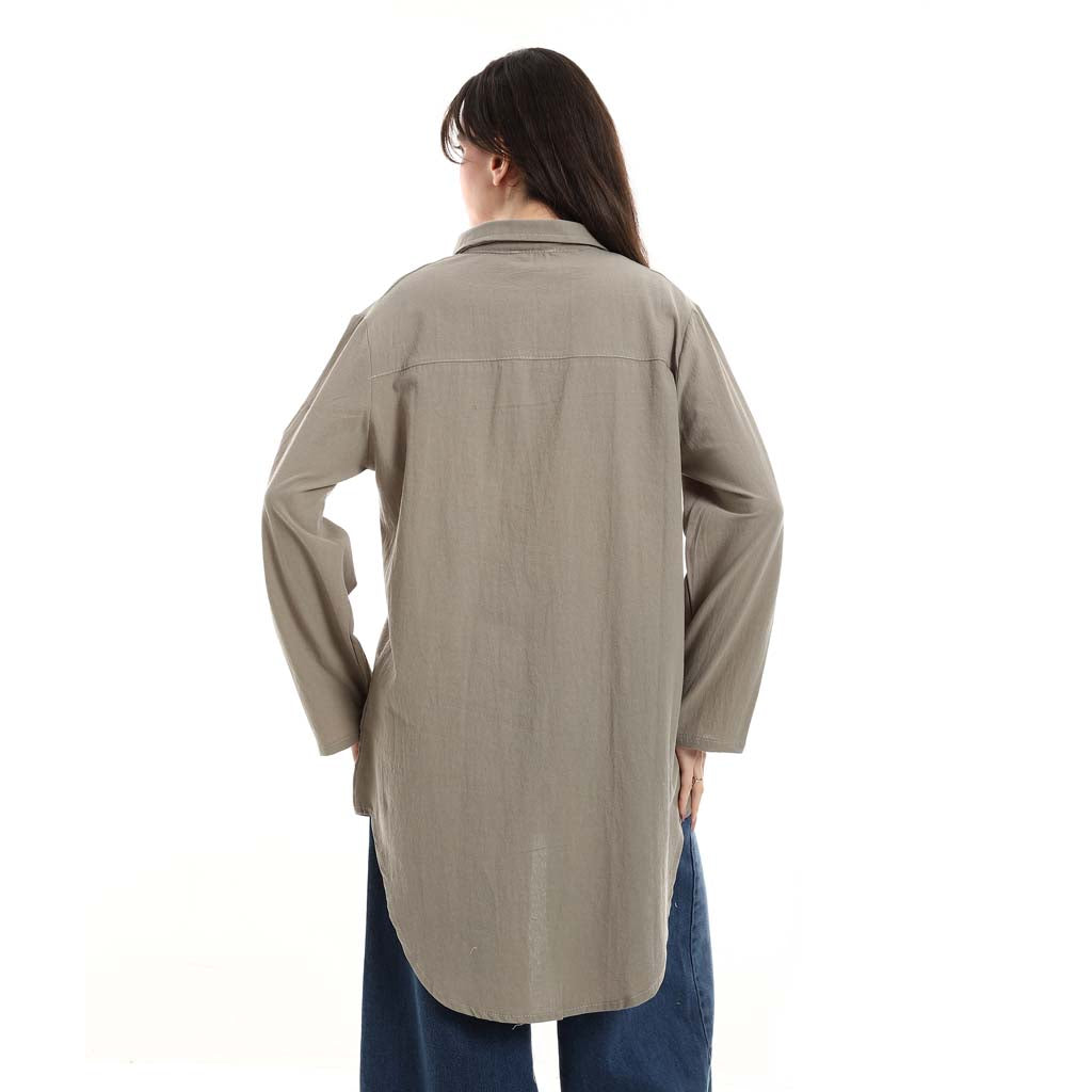 Oversized Button-Down Tunic Shirt