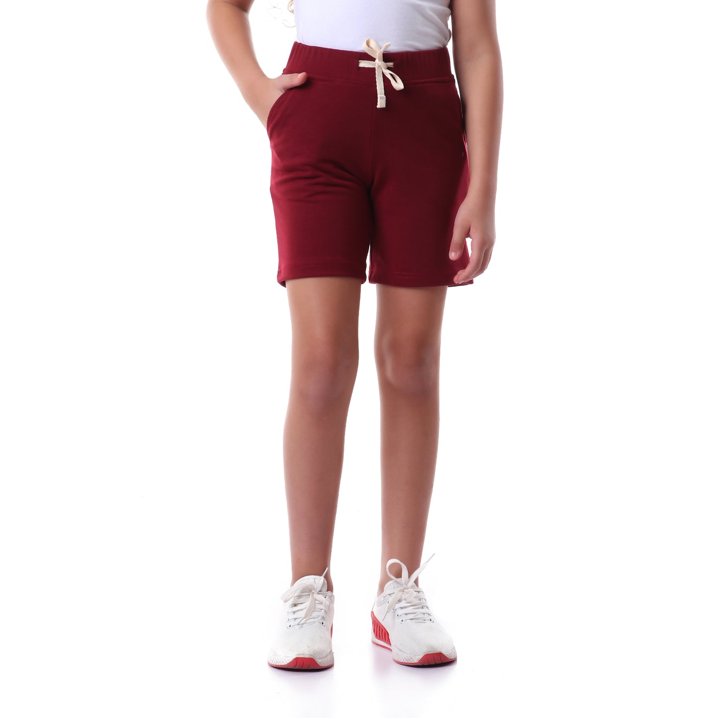 Kady Cotton Drawstring Elastic Waist Side-Pocket Sweat Shorts for Kids